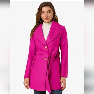 Chic Fuschia Belted Trench Coat